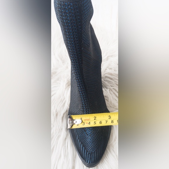 The WISHBONE COLLECTION navy & black net, chunky heel, women’s boots 8M - Picture 14 of 14